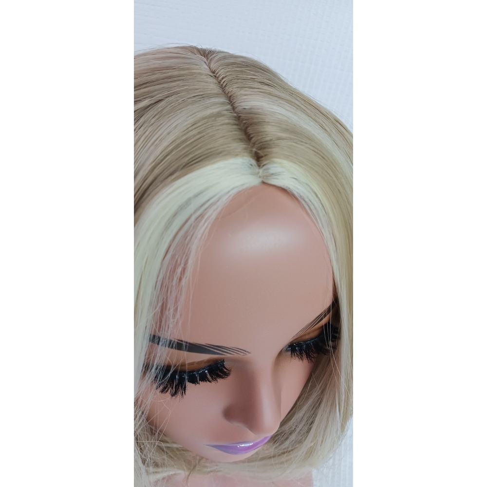Women‎ breathable net Cap synthetic Highlights shoulder length Straight 16" wig - Picture 7 of 9